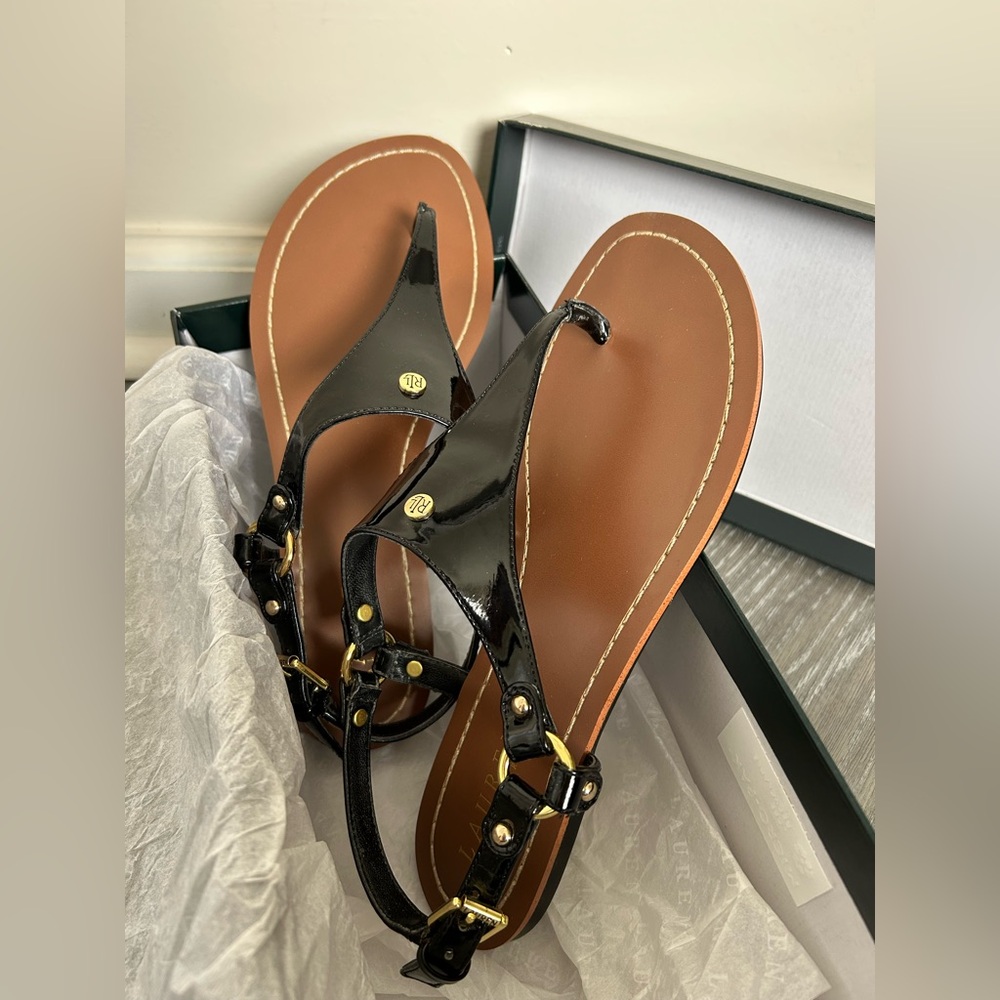 Ralph Lauren Black and Brown Sandals